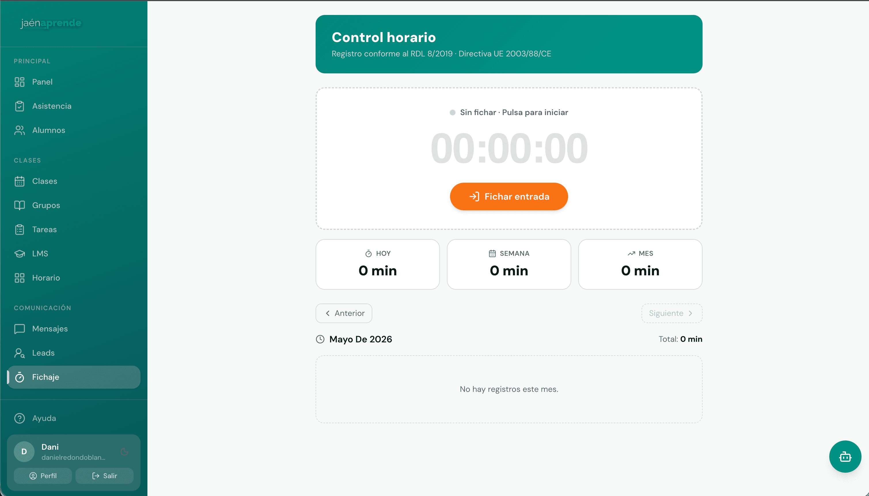 Panel de control de Aprendesk